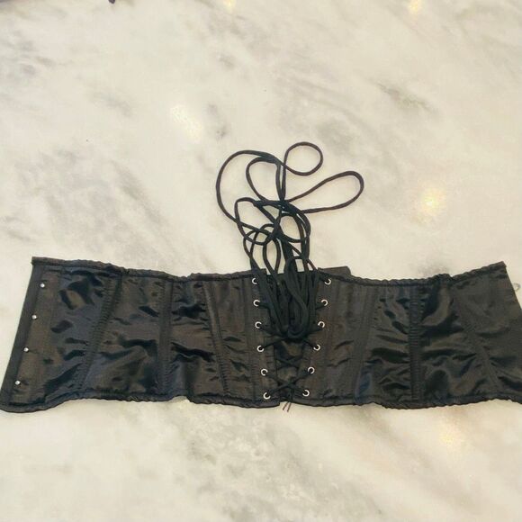 Lavish By Daisy Corsets Lace-up Underbust Satin Mini Cincher Corset Black Small - Picture 3 of 5